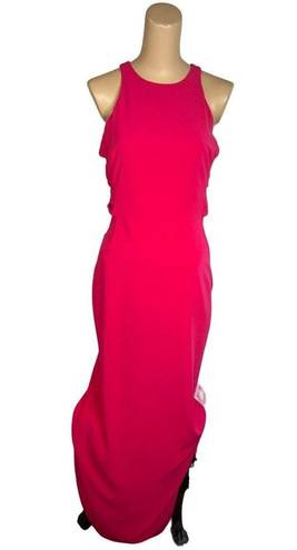 Halston Heritage Halston Twist Mesh Insert Gown in Fuchsia 4 Womens Long Maxi Dress