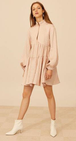 C/MEO COLLECTIVE Through You Pink Balloon Sleeve Flare Mini Dress- Size Medium