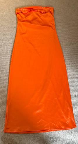 Peppermayo Strapless Orange Silk Dress