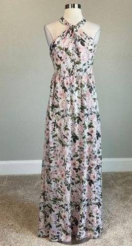 Laundry by Shelli Segal  Women's Maxi Dress Size 10 Pink Floral Print Halter