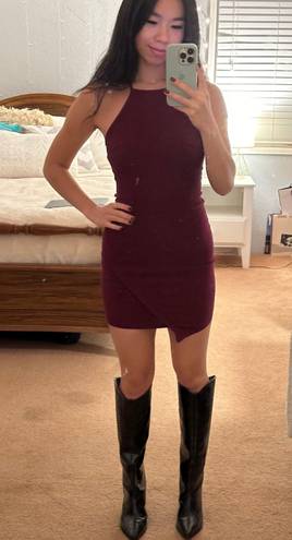 Necessary Clothing Maroon Halter Neck Body Con Mini Dress