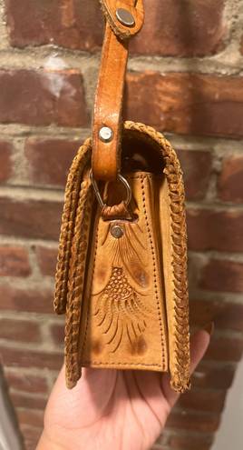 Vintage Tooled Leather purse Tan