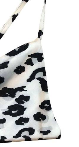 Love Tree  Slip Dress Sz L White Animal Print Leopard Cheetah Drape Spaghetti y2k