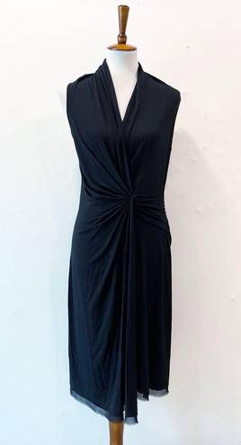 Twisted Kobi Halperin Maureen  Black Faux Wrap Jersey Dress Size Large
