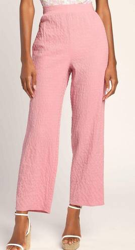 Lulus Pink Textured Cropped Straight Leg Pants