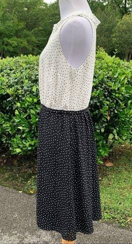 Loft  Polka Dot Black White Easy Wear Ruffle Neck Career Church Dress 6