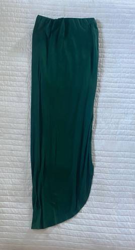 Casual Slit Wrap Elastic High Waist Maxi Draped Skirt Sexy Solid Bodycon Maxi Green Size M