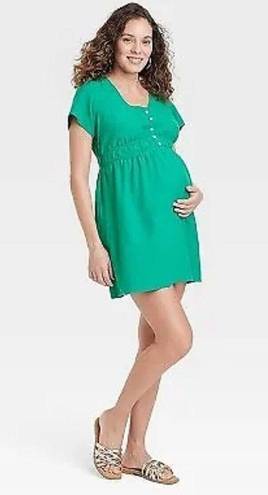 Isabel Maternity  Short Sleeve Woven Maternity Dress - Green Women’s M NWOT