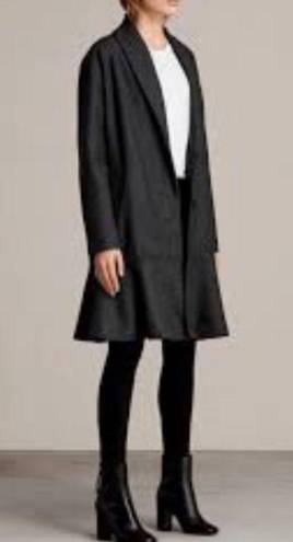 ALLSAINTS NWT  Charcoal Gray Grace Ruffle Wool Coat