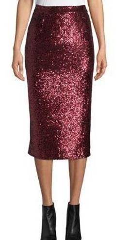 A.L.C. Val Sequin MIDI Pencil Skirt Burgundy Red in size 10