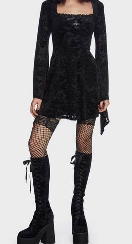 Dolls Kill NWOT Halloween Witchy Goth Velvet Mini Dress by  Widow brand Size Small