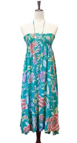 Rachel Zoe NWT  Maxi Skirt Aqua Coral Tropical Floral Button Front Size Small NEW