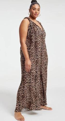 Good American  Leopard Print Always Fits Plisse Knotted Romper Sz.5-8(2x-5X) NWT