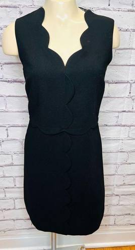 Ted Baker  Women's Black Back Zip Sleeveless Scalloped Edge A-Line Dress Size 0