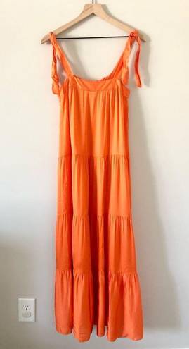 FRNCH Rawen Tiered Maxi Dress Orange with Tie Straps - Size S