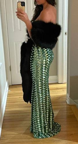 Oscar de la Renta RARE  Full Length Black Fur Runway Stole Wrap Scarf, Six Tails