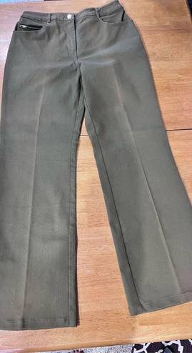 St. John  SPORT MARIE GRAY OLIVE GREEN PANTS WOMENS SIZE 10