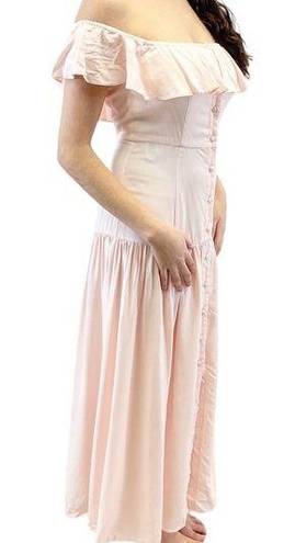 Yumi Kim NEW  Womens S Spring Fling Maxi Dress Cameo Pink Tiered Off Shoulder