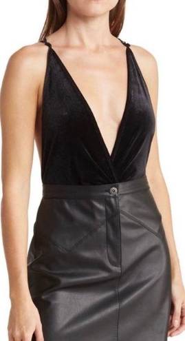 Wishlist Velour black Deep V-Neck bodysuit