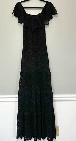 Nightcap Positano Black Lace Off Shoulders Maxi Dress