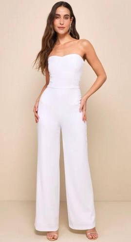 Lulus Edith White Strapless Wide-Leg Jumpsuit