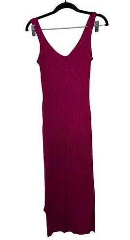 Olive & Oak  Tank Dress Fuchsia Women’s Medium Bodycon Midi length Ribbed Split