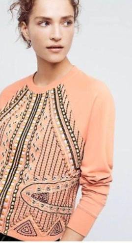 Akemi + Kin Anthropologie Embroidered Crew Neck Sweatshirt