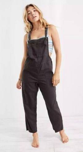 Aerie  Werk Play Twill Denim Wide Leg Overalls Black Womens Size Large