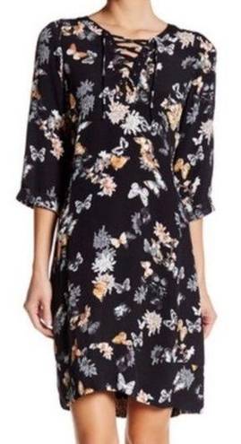 The Kooples 💕  floral lace up butterfly mini black dress