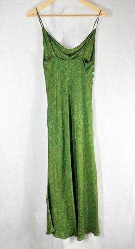 Vix Paula Hermanny  Cowl Neck Silk Blend Slip Maxi Dress Size Medium Green Floral