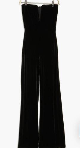 Good American Women's Strapless Velvet Jumpsuit Wide-Leg Black Size Small (1)