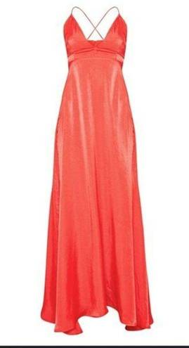 Pretty Little Thing  Red Extreme Slit Strappy Back Maxi Dress