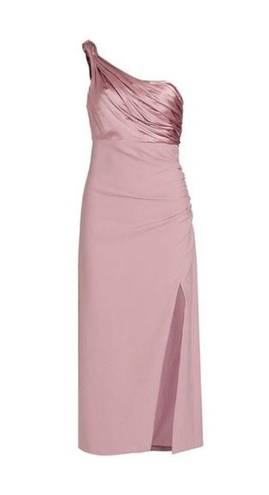 Cinq à Sept Cinq a Sept Trenton Silk Draped Slit One Shoulder Dress Size 10‎ Pink Sand