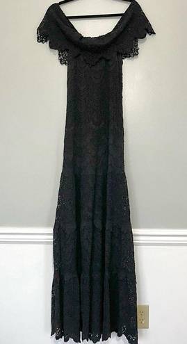 Nightcap Positano Black Lace Off Shoulders Maxi Dress