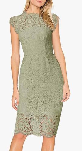 Merokeety Lace Green Sleeveless Tea Dress