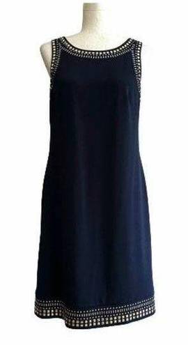 Jessica Howard  Dress Navy Blue Gold Studded Embellishment Sleeveless Size 8