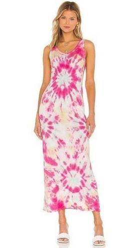 Young Fabulous and Broke  Tulla Column Dress in Pink Anemone Wash Tie Dye Womens M