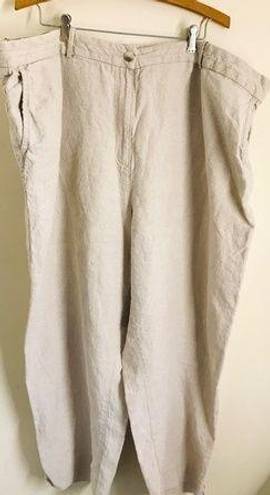 L.L.Bean  100% Linen Crop Pants Classic Fit Oatmeal Color size 26 W