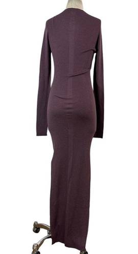 Amethyst RICK OWENS Ribbed Long Sleeve Dress in  Large Womens Maxi Knit Bodycon