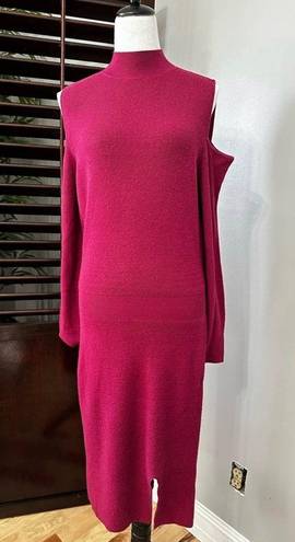 Chelsea28 Womens Sweater Dress Pink Stretch Midi Cold Shoulder Long Sleeve S New