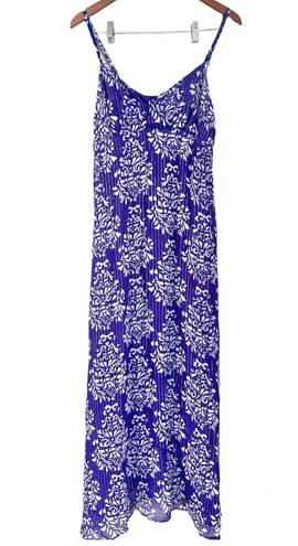 INC Vintage Silk Blend Beaded Strap Floral Print Maxi Dress Purple White Size 10