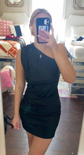 One Shoulder Mini Dress Black Size M