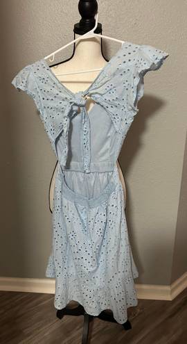 Jessica Simpson Baby Blue Eyelet Ruffle Hem Midi Dress Size Small