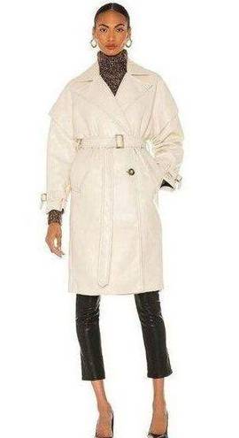 Apparis Kiera Faux Leather Trench Coat in Ivory Large