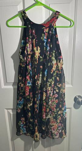 Betsey Johnson Women Dress 6 Floral Chiffon Halter Lined Zipper Pleated Elegant