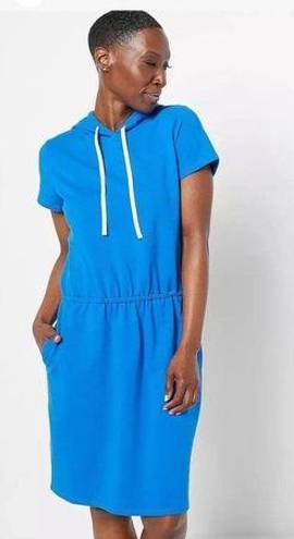 Jason Wu J  French Terry Blue Hoodie Dress Large Petite Athletic Sweatshirt LP