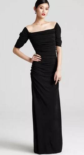 Badgley Mischka  Belle of the Ball Off The Shoulder Gown Black Dress Size 4