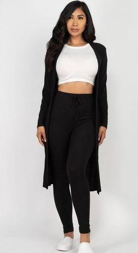 Lounge Two Piece Ribbed  Set in Black