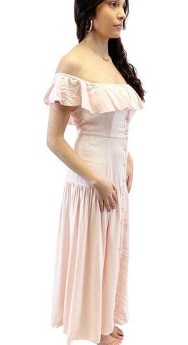 Yumi Kim NEW  Womens S Spring Fling Maxi Dress Cameo Pink Tiered Off Shoulder