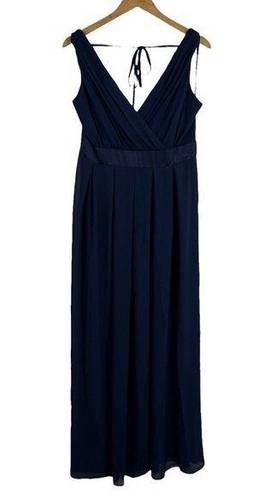 TFNC  London Blue Pleated V Neck Long Killy Maxi Dress Size 16 UK / 12 US New